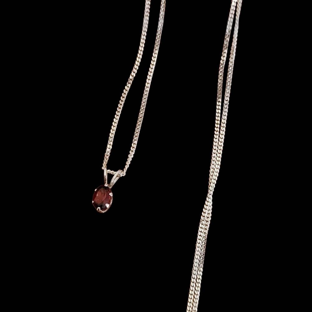 Dainty Pendant Necklace 925 Sterling Silver Garnet Color CZ Solitaire A0227 - Picture 13 of 13